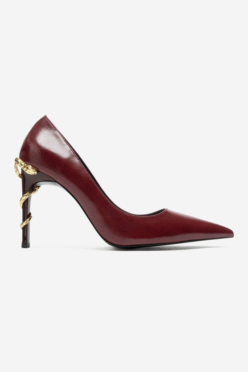 ADRIANA Burgundy Women's High-Heel Shoes with Gold Details – 10 cm