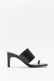 Metal Detail Toe-Post Black Women’s Heeled Slipper