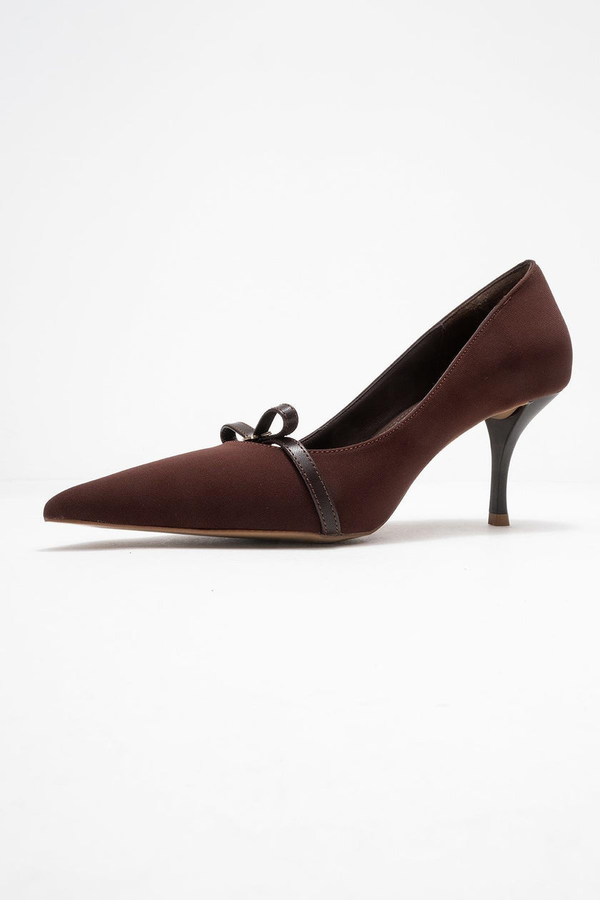 ANNIE Brown Bow Women's High-Heeled Shoes