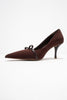 ANNIE Brown Bow Women's High-Heeled Shoes