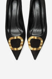 NOEMI Black Genuine Suede Leather Buckle Strap Heels – 6 cm