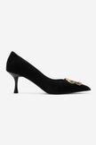 NOEMI Black Genuine Suede Leather Buckle Strap Heels – 6 cm