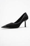 RONA Black Suede Matte Toe Women's High Heel Shoes