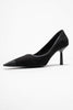 RONA Black Suede Matte Toe Women's High Heel Shoes