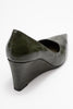 PUERA Green Printed Pointed Toe Women's Wedge Heel Shoes