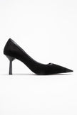 RONA Black Suede Matte Toe Women's High Heel Shoes