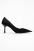 RONA Black Suede Matte Toe Women's High Heel Shoes