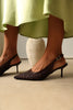 Floral Embroidered Lace Bitter Brown Women's Heels