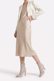 CLIFF Ivory Lace Detail Ankle Boots with Gold-Tone Toe and Transparent Heels