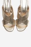LAVEAN Gold Woven Cross-Strap Wedge Mule Slipers