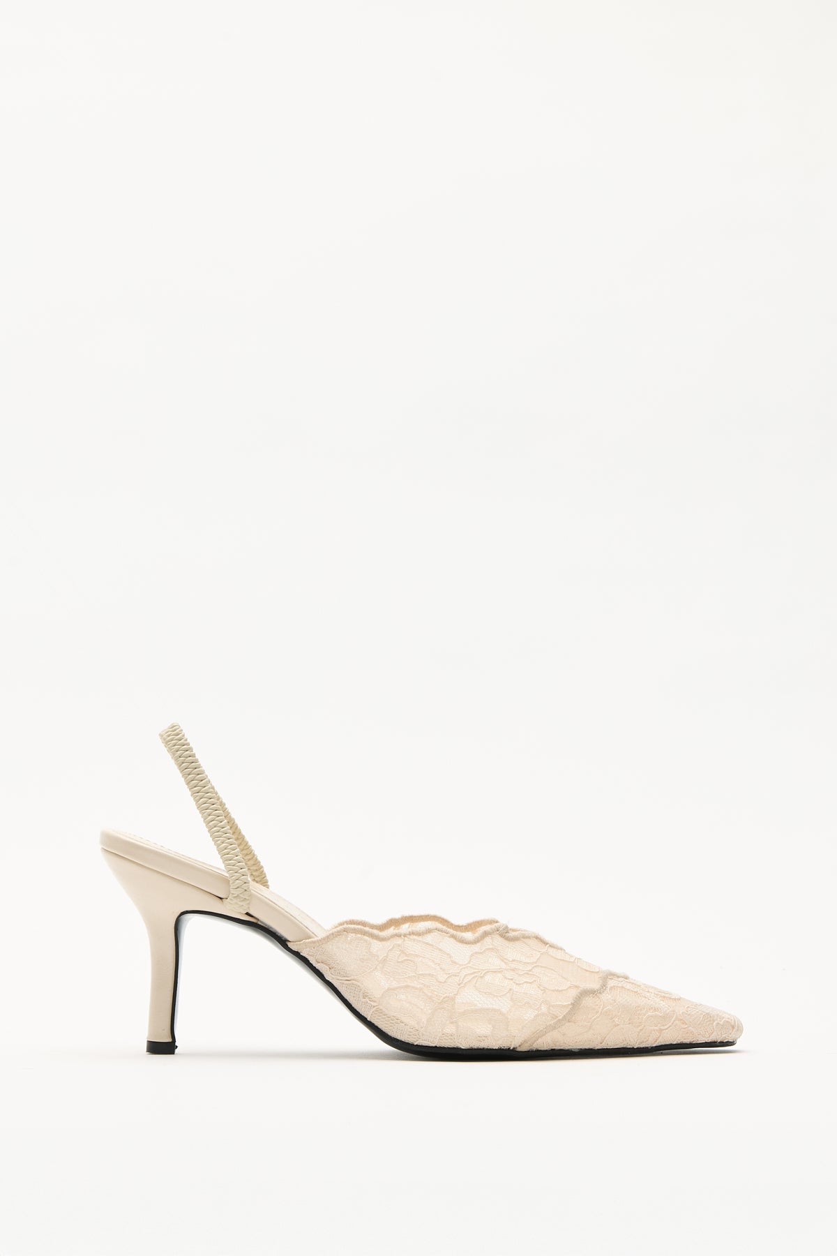 DARK NUDE LACE DETAIL WOMEN’S HIGH HEEL SHOES