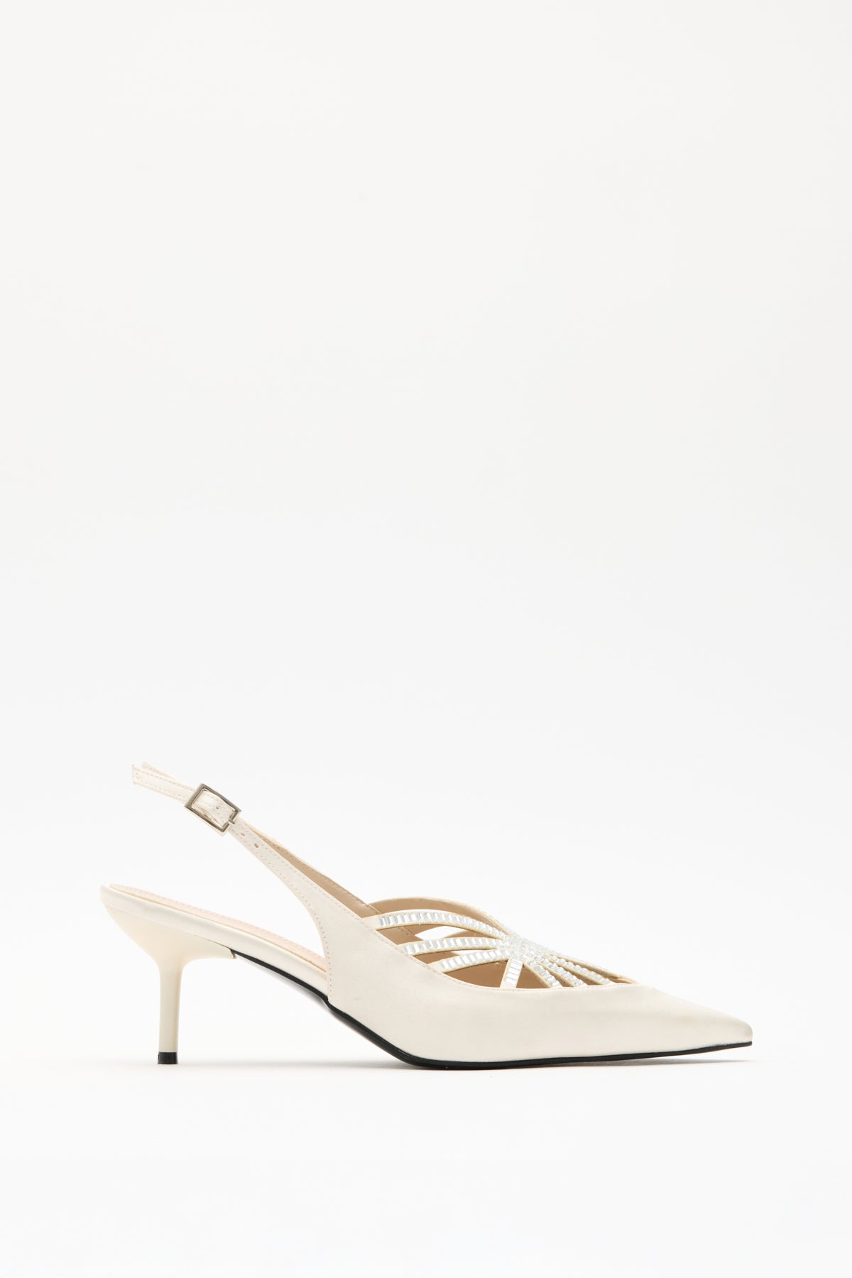 POINTED-TOE RHINESTONE EMBELLISHED BEIGE SATIN WOMEN’S HEELS | FOOTWEAR | Heels | Lebbse POINTED-TOE RHINESTONE EMBELLISHED BEIGE SATIN WOMEN’S HEELS | FOOTWEAR | Heels | Lebbse