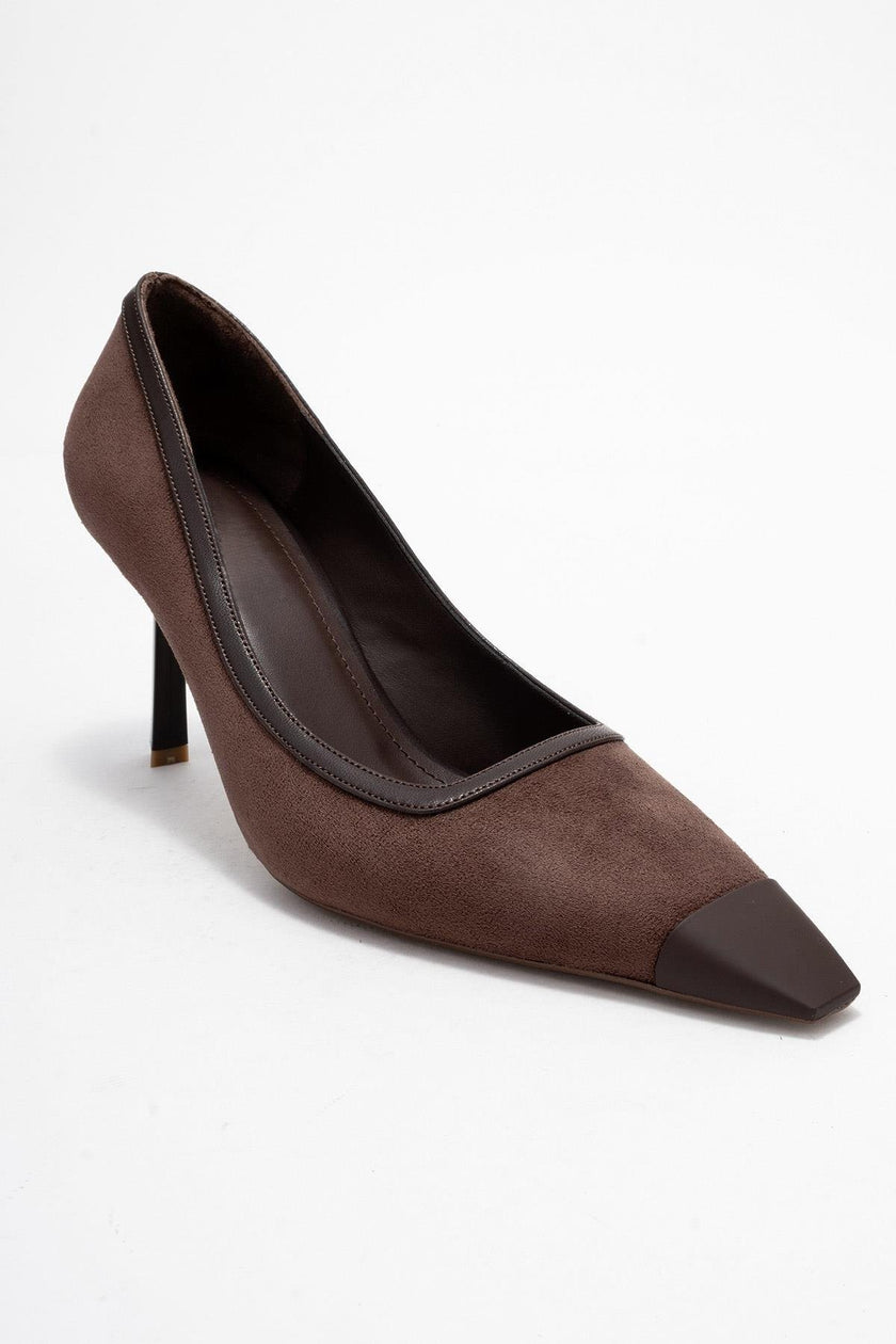 RONA Brown Suede Matte Toe Women's High Heels