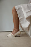 Pointed Toe Bow Detail Bone Women’s Heeled Shoes