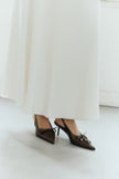 Pointed Toe Lace-Up Bitter Brown Women’s Heeled Shoes