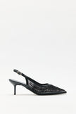 Sequin Detail Black Women's Heels