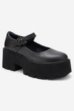 ORINA Black Genuine Leather Thick-Soled Women's Casual Shoes