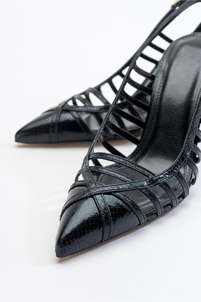 GESTO Black Patterned Women's High Heels