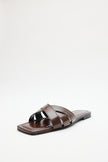 Minimal Cross-Strap Bitter Brown Women's Slippers