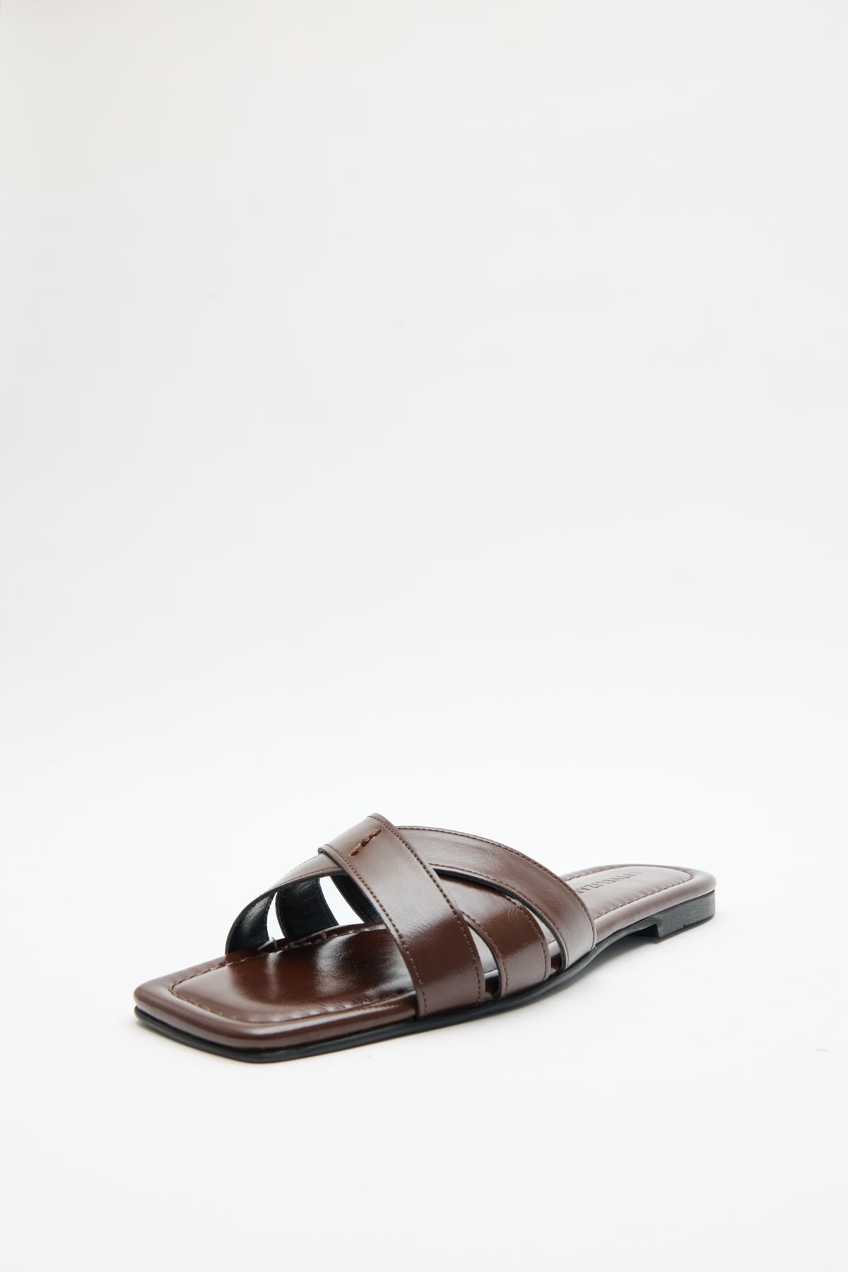 Minimal Cross-Strap Bitter Brown Women's Slippers