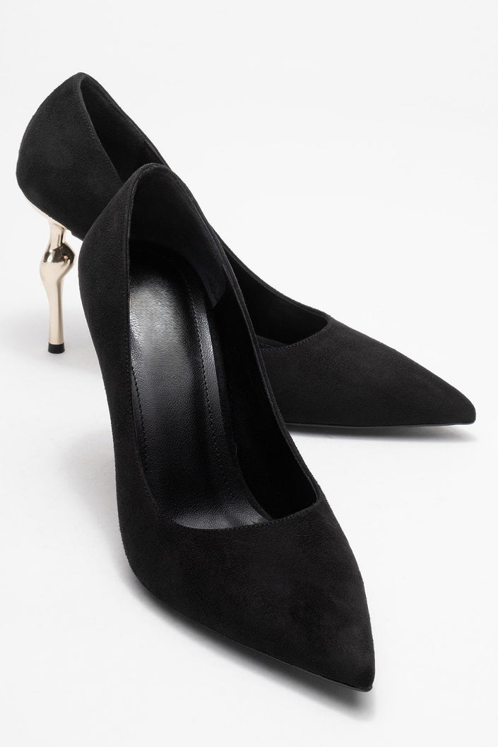 HUDSON Black Suede Women's High-Heel Shoes