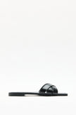 Minimal Cross-Strap Black Women's Slippers