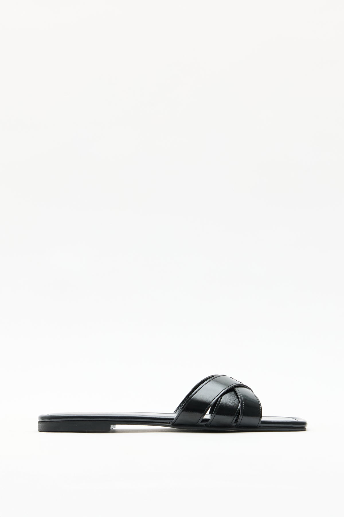 Minimal Cross-Strap Black Women's Slippers