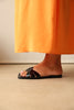 Minimal Cross-Strap Black Women's Slippers