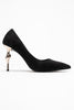 HUDSON Black Suede Women's High-Heel Shoes