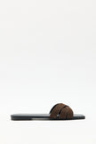Minimal Cross-Strap Bitter Brown Suede Women's Slippers