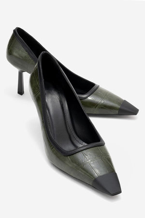 RONA Green Printed Matte Toe Women's High Heels