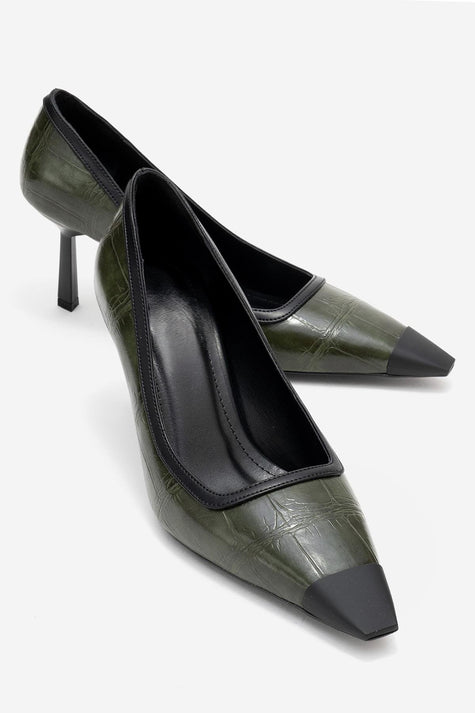 RONA Green Printed Matte Toe Women's High Heels