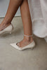 Pointed Toe Bow Detail Bone Women’s Heeled Shoes