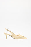 Pointed Toe Lace-Up Light Yellow Women’s Heeled Shoes