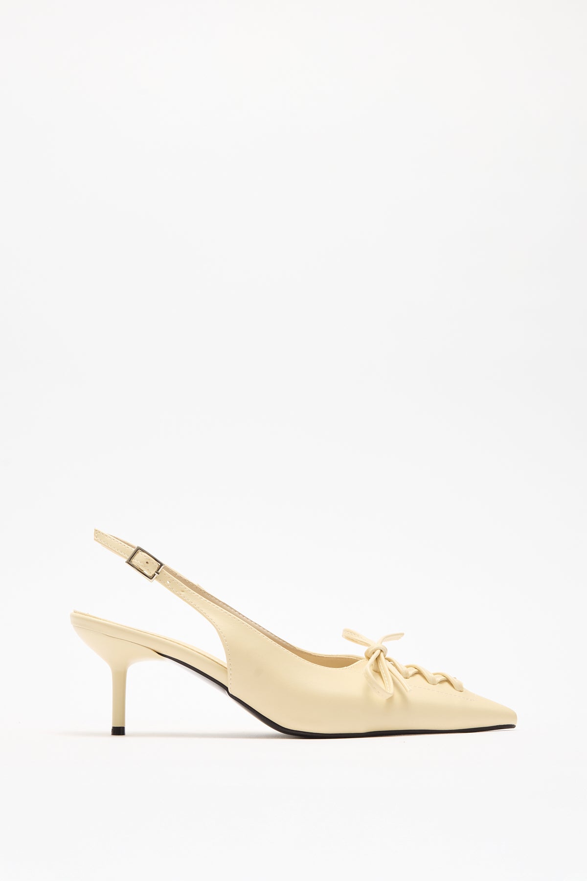 Pointed Toe Lace-Up Light Yellow Women’s Heeled Shoes