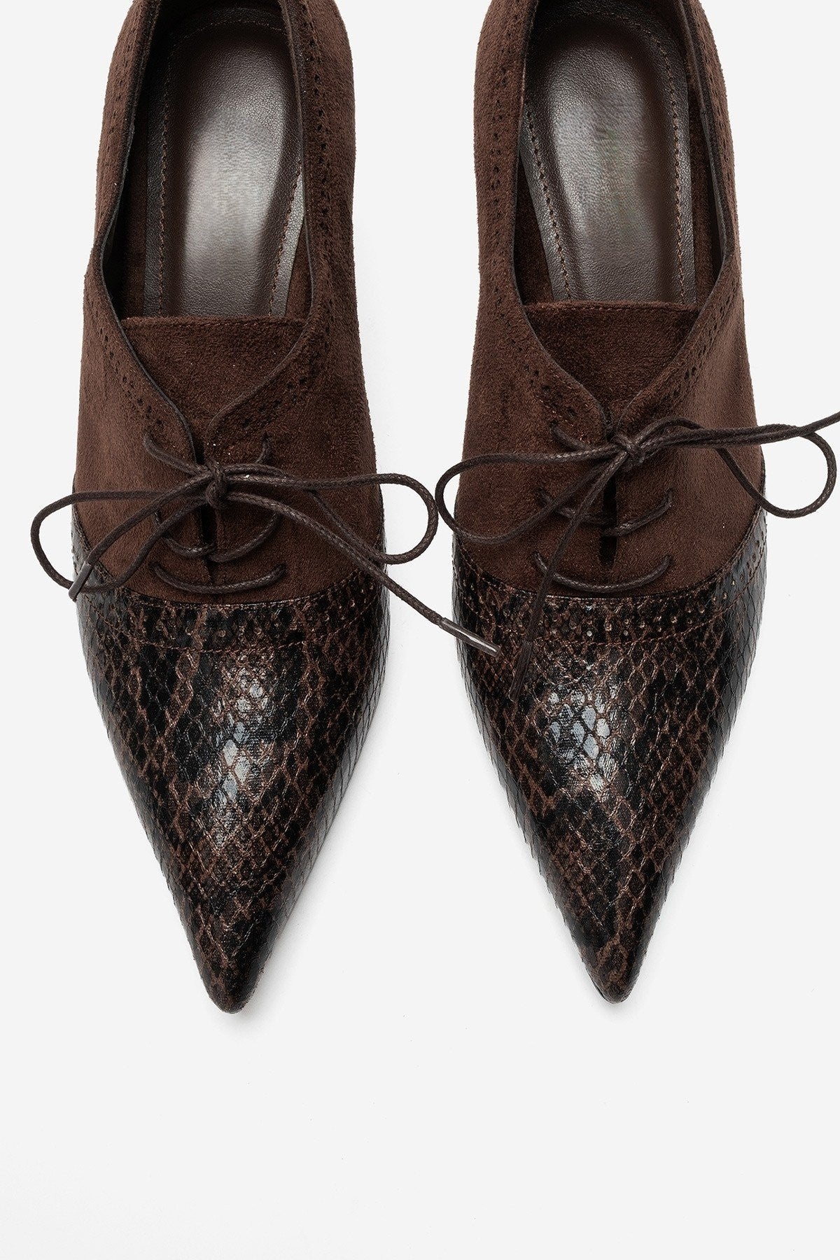 MEDLEY Brown Suede-Style Patterned Lace-Up Stiletto Heels
