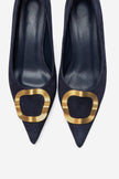 NOEMI Navy Blue Genuine Suede Leather Buckle Strap Heels – 6 cm