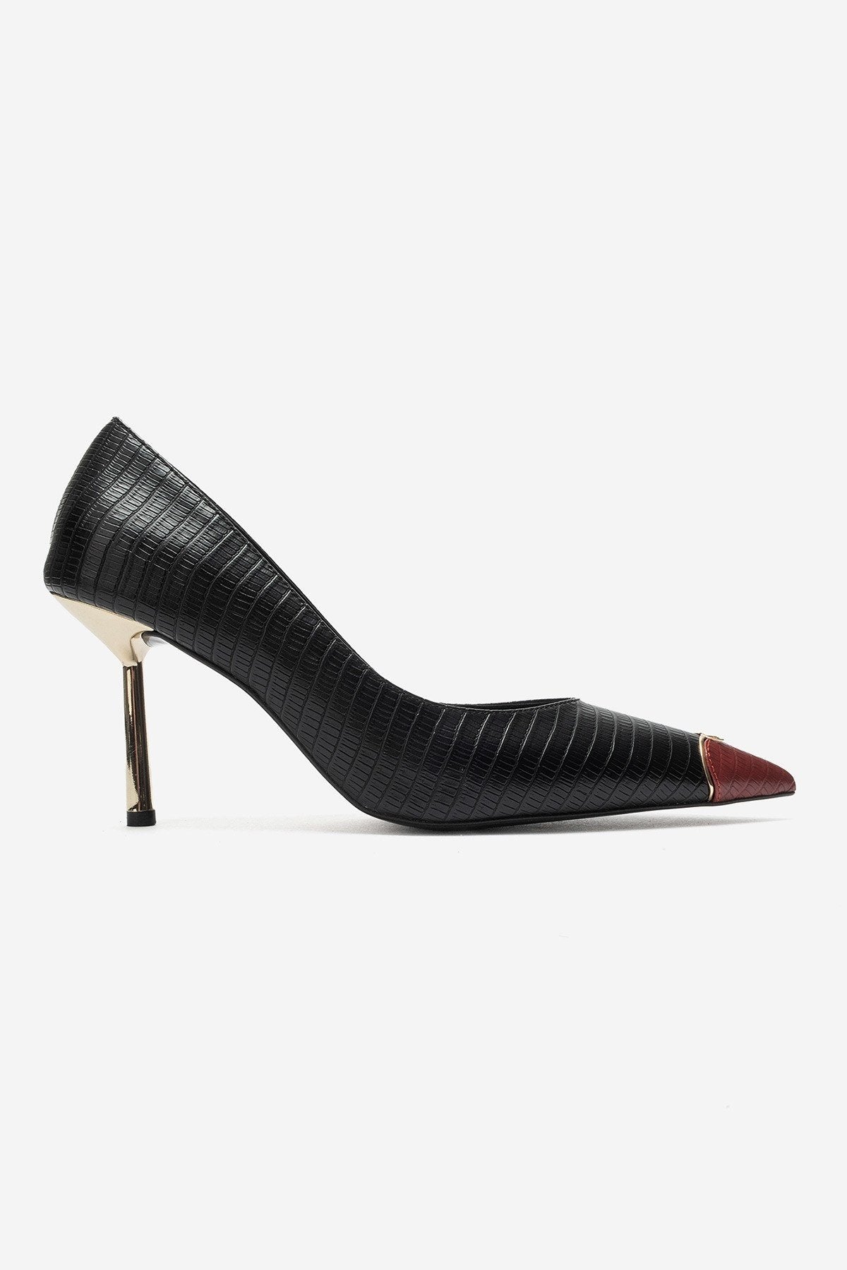 JIMENA Black & Red Printed Pointed-Toe Stiletto Heels – 8 cm
