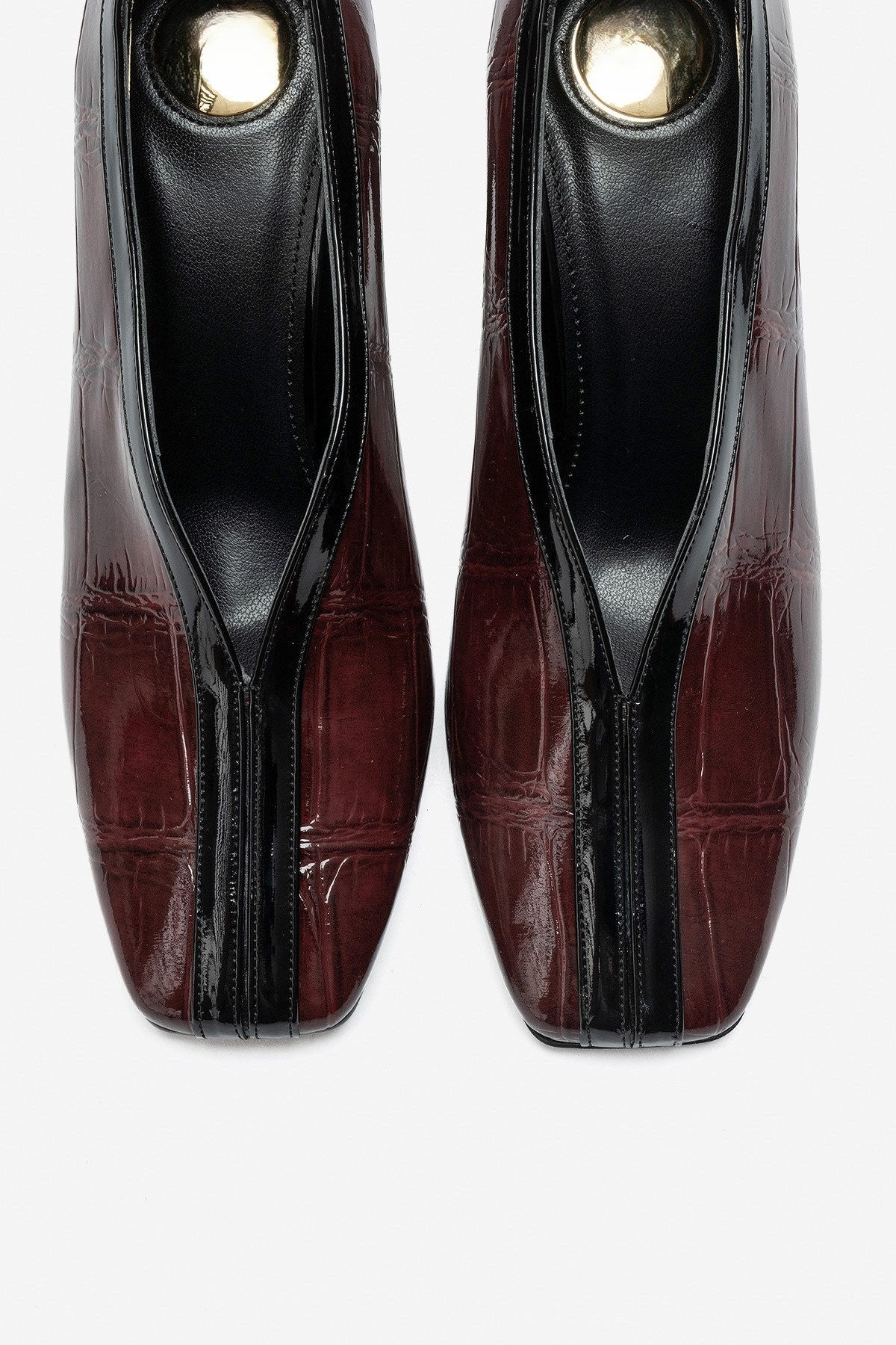 NORE Burgundy Embossed Block Heel Shoes – 9 cm Heels
