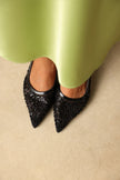 Sequin Detail Black Women's Heels