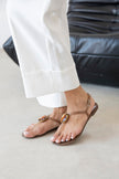 EMILIA Brown Rhinestone Toe-Post Jelly Sandals