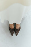 Pointed Toe Lace-Up Bitter Brown Women’s Heeled Shoes