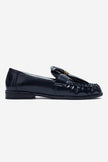 Marston – Navy Crinkled Patent Tassel Loafers