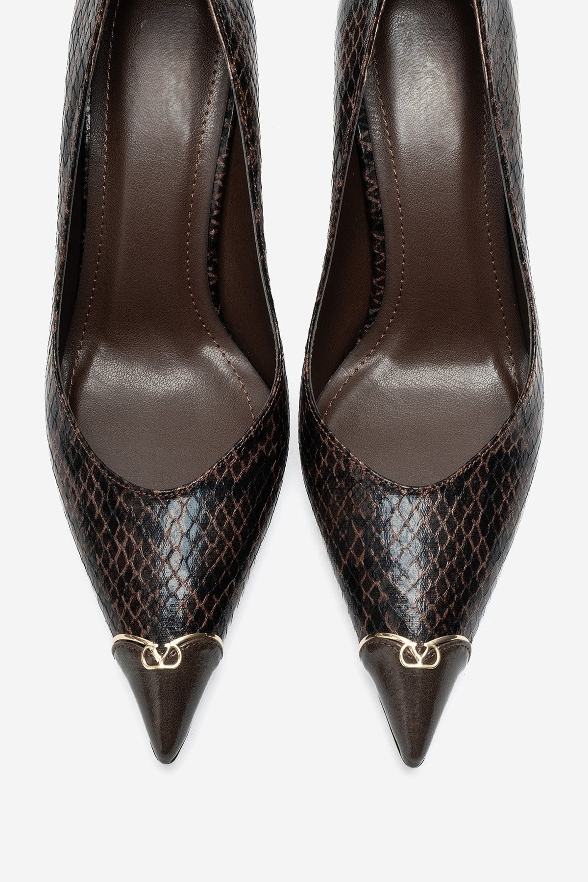 JIMENA Brown Patterned Pointed-Toe Stiletto Heels