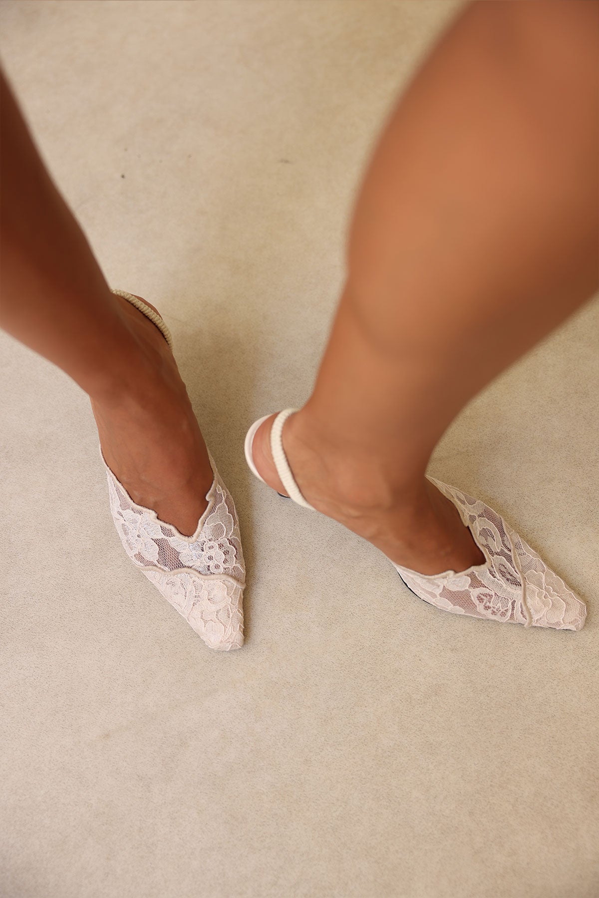 DARK NUDE LACE DETAIL WOMEN’S HIGH HEEL SHOES