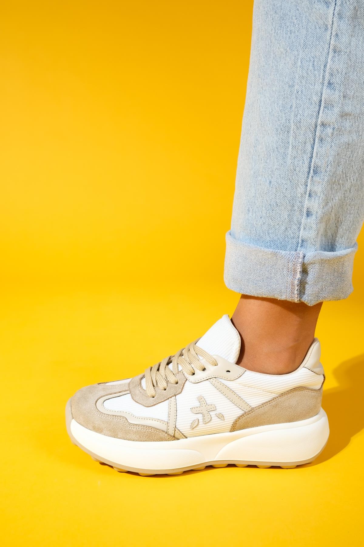 NOLTON Beige-White Women's Sneakers