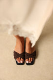 Minimal Cross-Strap Bitter Brown Suede Women's Slippers