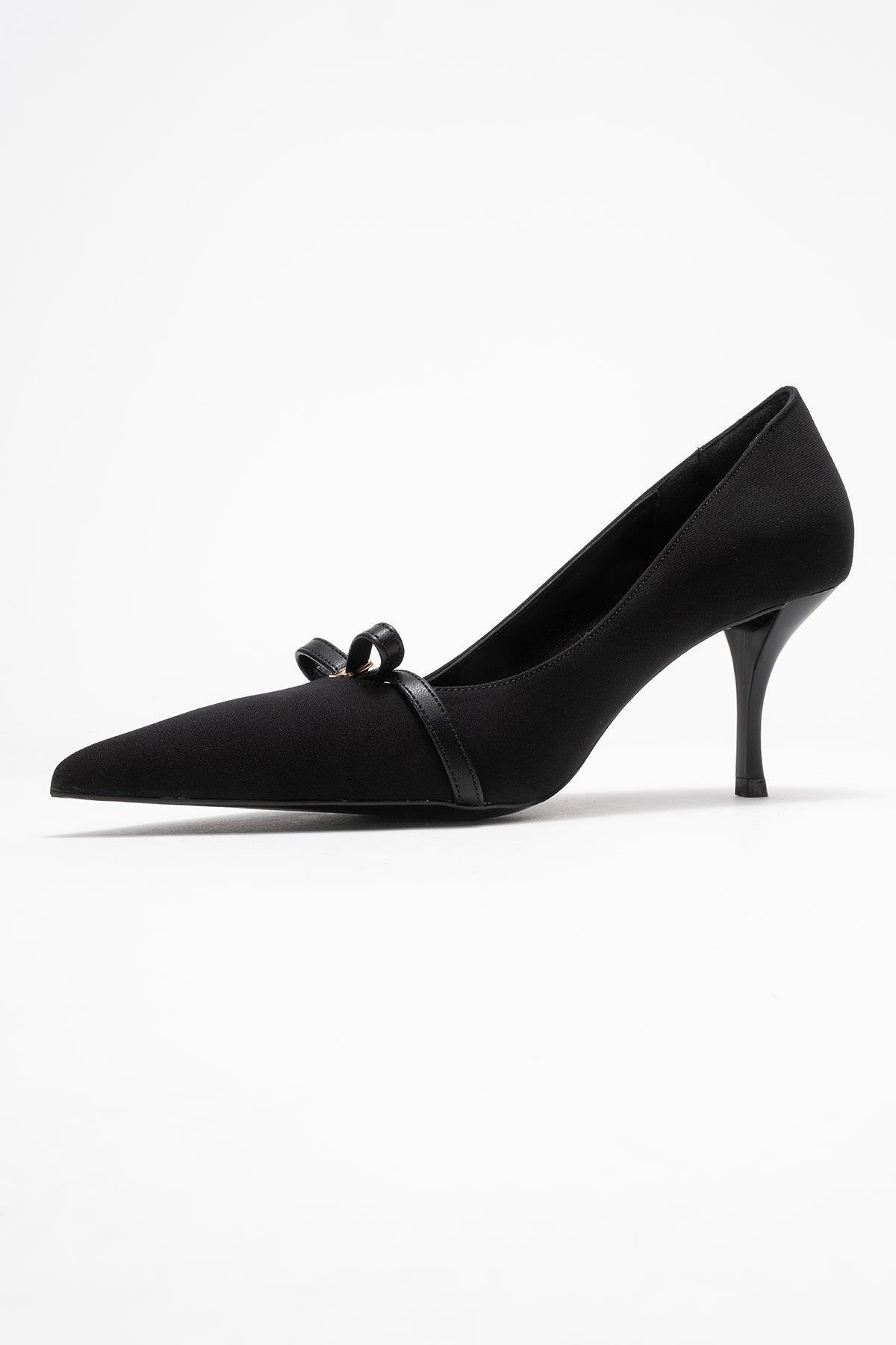 ANNIE Women's Black Bow-Tie High-Heeled Shoes
