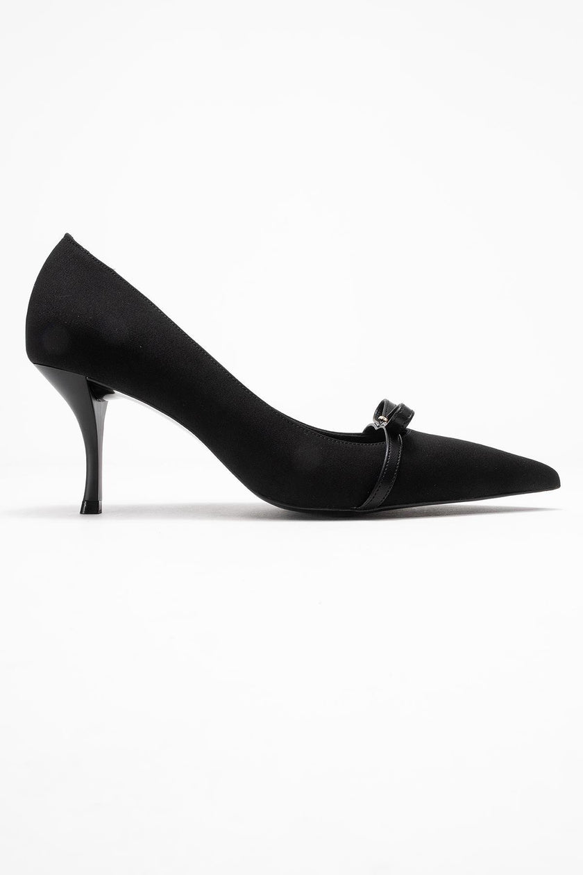 ANNIE Women's Black Bow-Tie High-Heeled Shoes