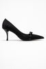 ANNIE Women's Black Bow-Tie High-Heeled Shoes